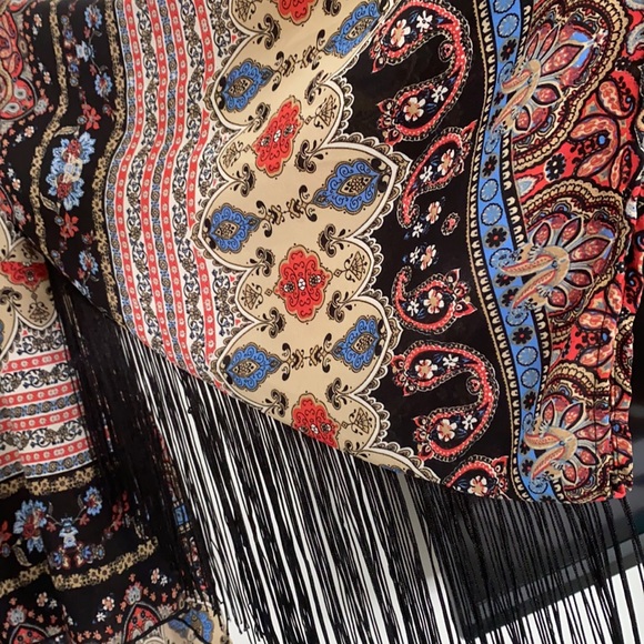 See You Monday Women’s Boho Festival Top with Fringed Bell Sleeves Size L - Picture 3 of 6